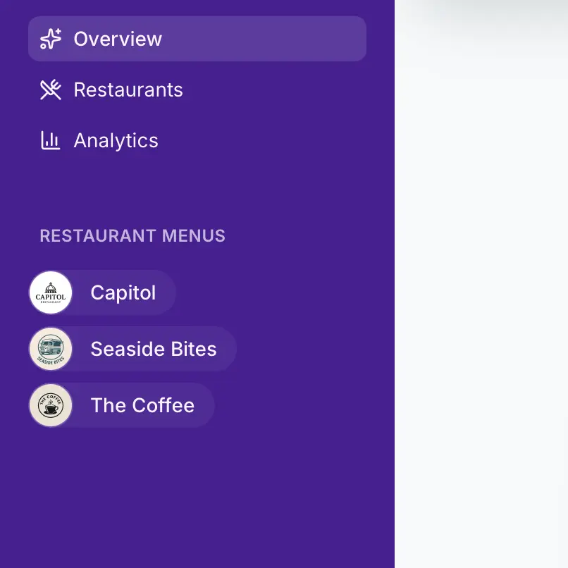 Unlimited locations, menus, and QR codes
